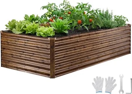 VEVOR Verhoogd tuinbed, Metaal, 240x120x62 cm, Rechthoekig tuinbed, Plantenbakset voor buiten, Groentebed met handschoenen, Bloembed, Plantenbak, Plantenbak, Koude kas voor bloemen en groenten