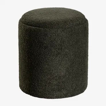 Berkeleni Ronde Gestoffeerde Poef Met Dienblad En Opbergruimte Ø40 Cm & Teddystof Currygeel - Sklum