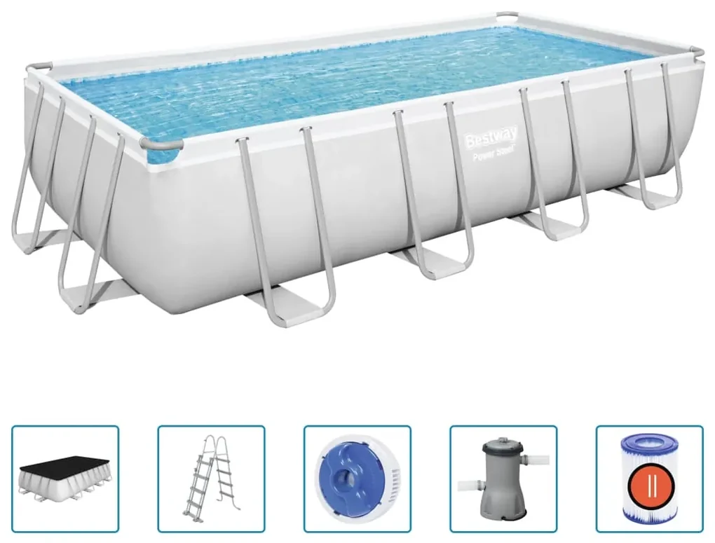 Bestway Zwembadset Power Steel rechthoekig 488x244x122 cm