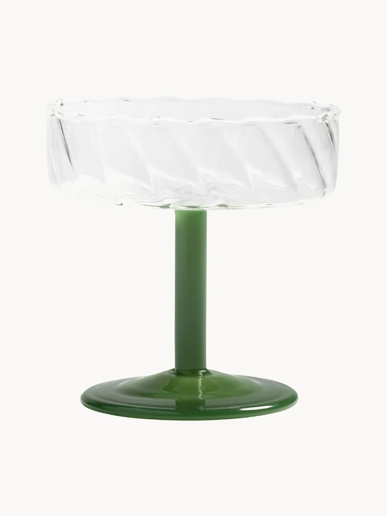 Handgemaakte champagneglazen Twirl van borosilicaatglas, 2 stuks
