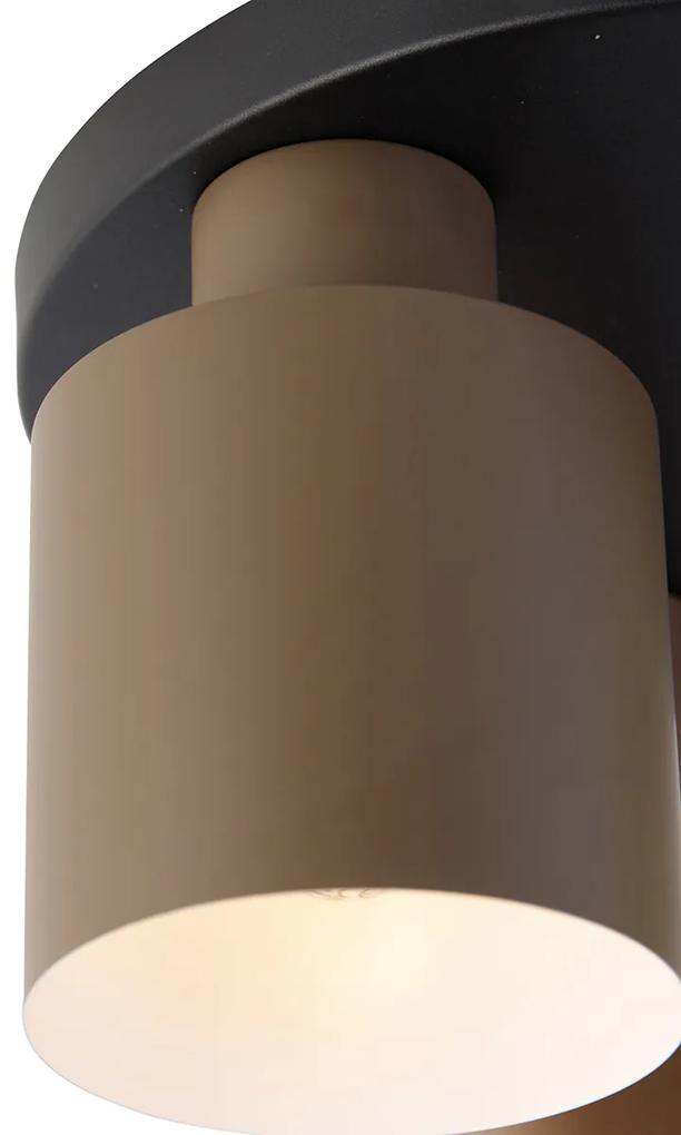 Plafondlamp brons met taupe en beige 3-lichts - Ans Modern E27 rond Binnenverlichting Lamp