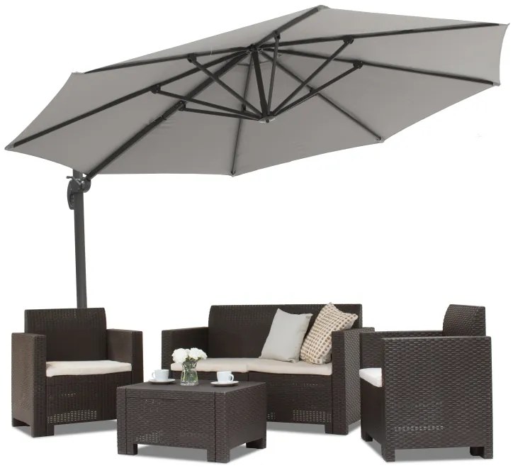 Zweefparasol Pisa 3,5m Garden Point grijs