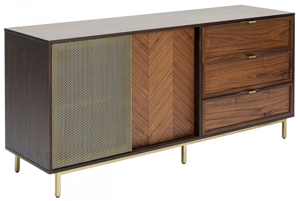 Kare Design Arizona Dressoir Walnoot En Messing - 160x45x76cm.