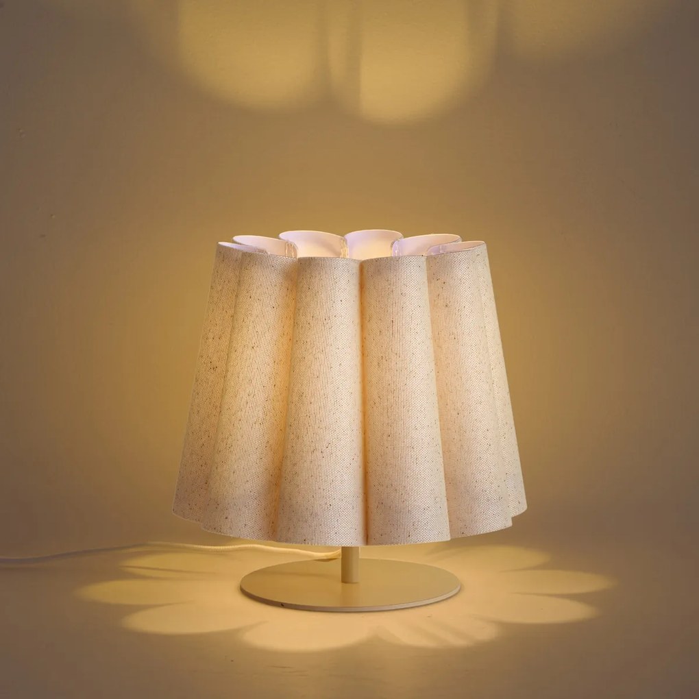 Japandi tafellamp beige met stoffen kap 22cm - Jenni