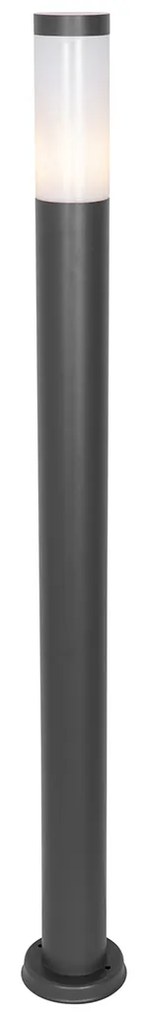 Moderne buitenlamp paal donkergrijs met opaal 110 cm IP44 - Rox