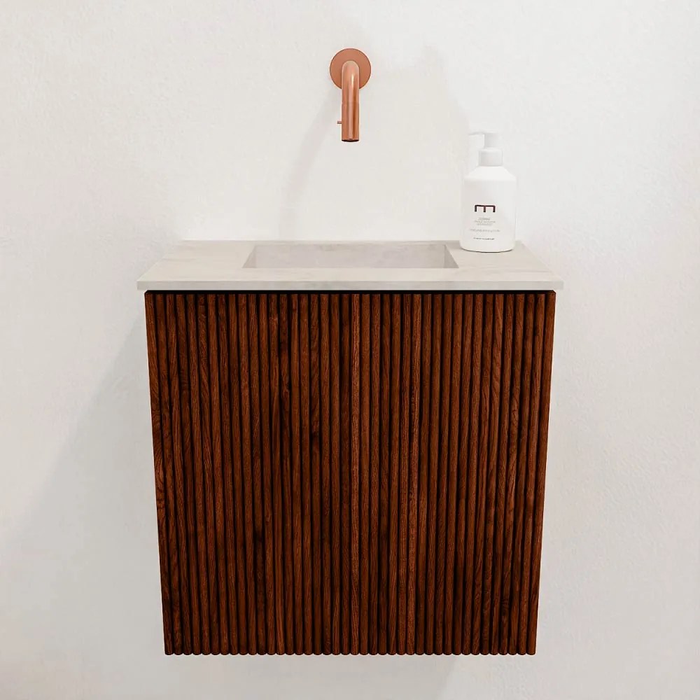Mondiaz Joya DLux 40cm toiletmeubel ruby met wastafel faye midden zonder kraangat ostra