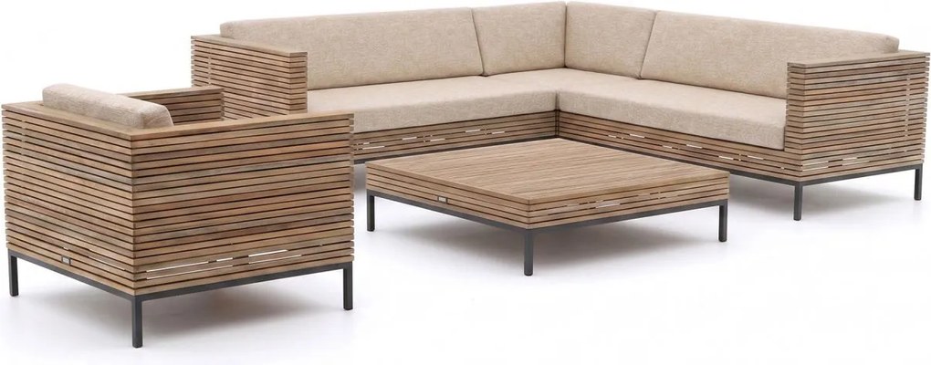 Hoek loungeset ROUGH  | 6 personen | Loungeset Old Teak Greywash | Hoekbank Teakhout | Kees Smit Tuinmeubelen