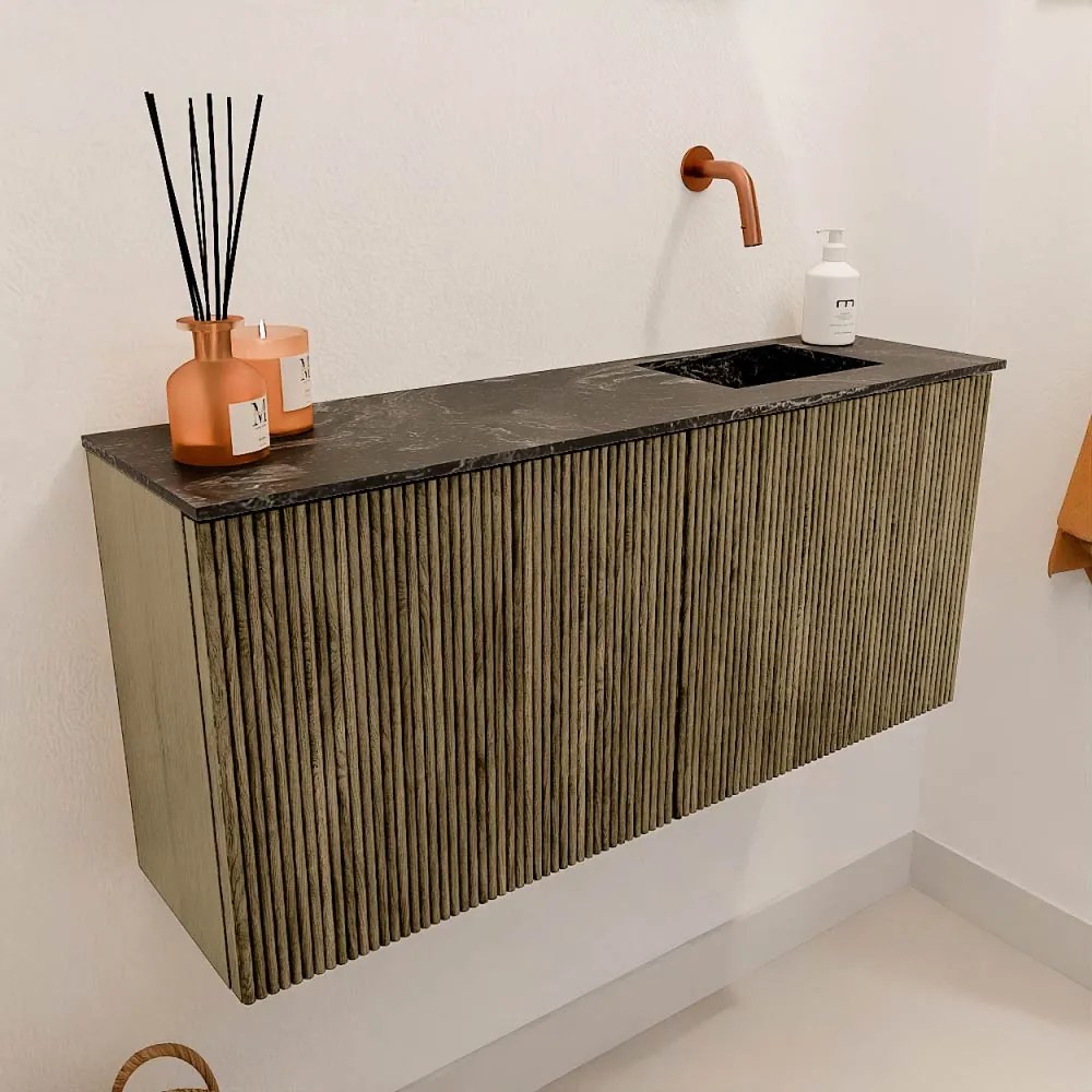 Mondiaz Joya DLux 90cm toiletmeubel dusk met wastafel faye rechts zonder kraangat lava