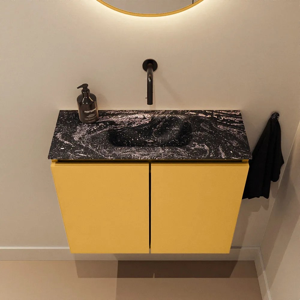 Mondiaz Ture DLux toiletmeubel 60cm ocher met wastafel lava midden zonder kraangat