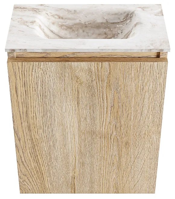 Mondiaz Ture DLux toiletmeubel 40cm washed oak met wastafel frappe midden zonder kraangat