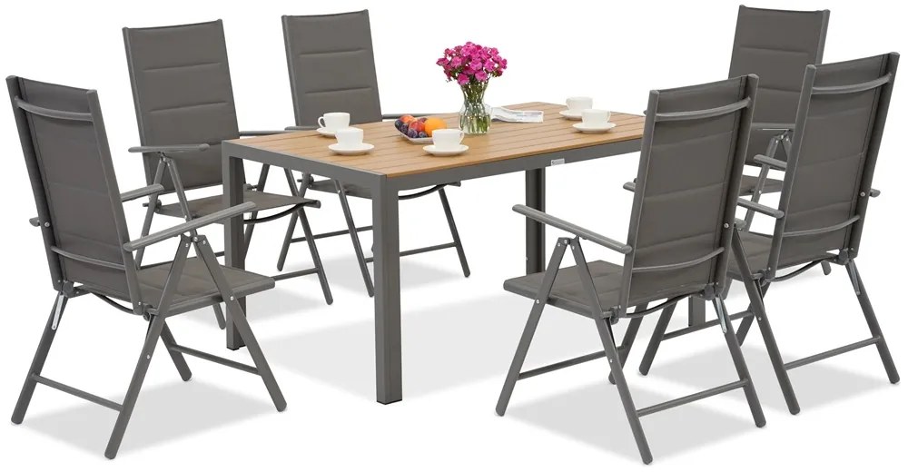 Verona Wood aluminium tuinset voor 6 personen Garden Point grijs