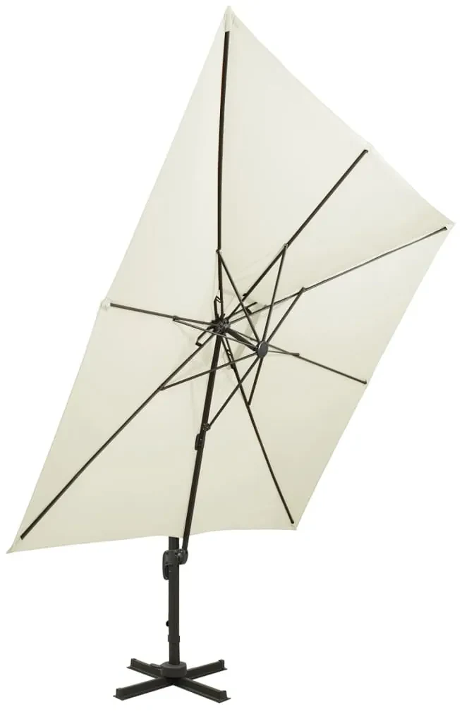 vidaXL Zweefparasol met dubbel dak 300x300 cm zandkleurig