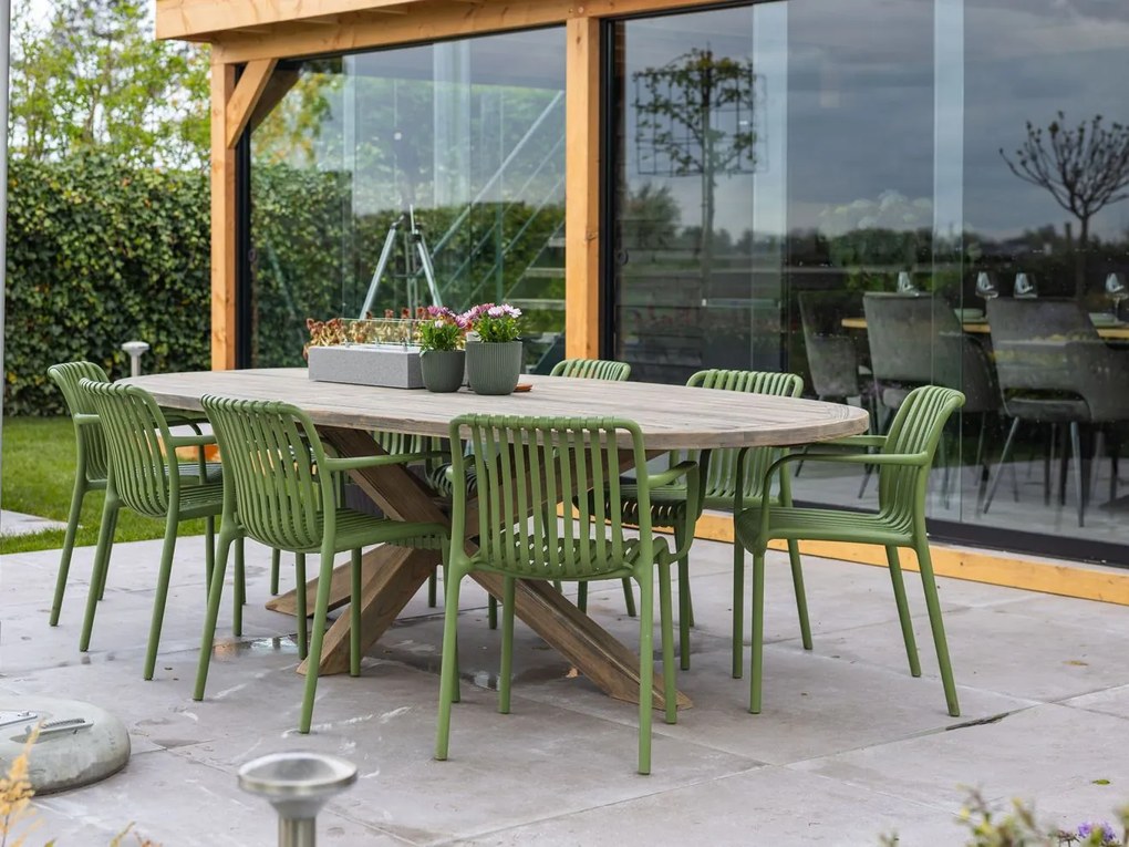Tuin eettafel ROUGH | Ovaal  | Tuintafel Teakhout | 280x130cm | 8 personen | Kees Smit Tuinmeubelen