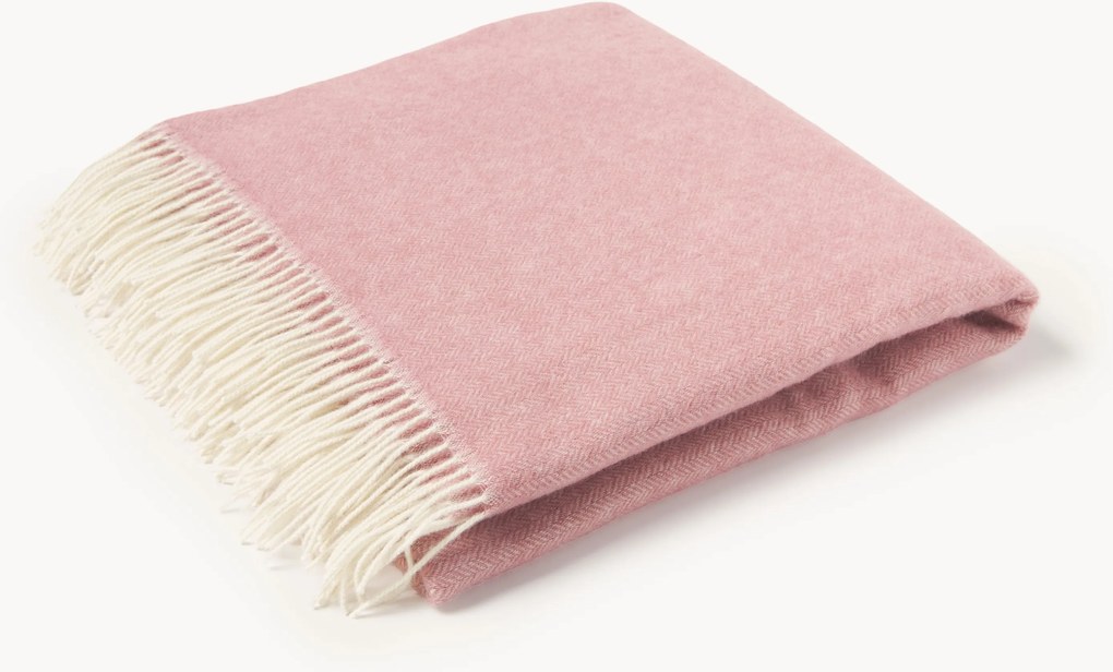 Wollen plaid Tyrol met zigzagpatroon en franjes