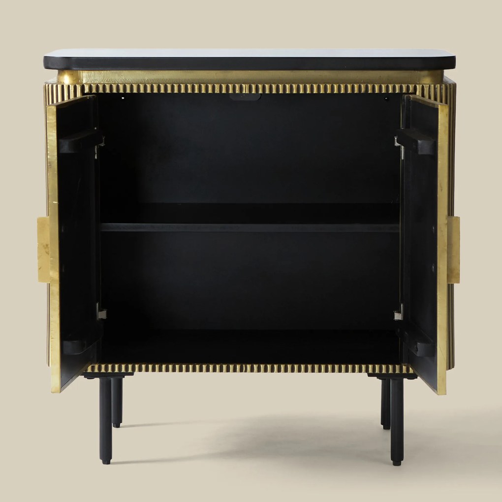 Ovaal Dressoir Goud Met Ribbels - 80x40x80cm.