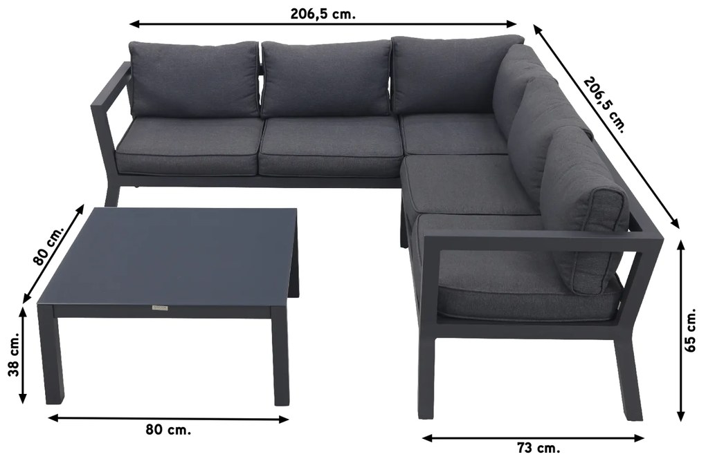 Calgary aluminium loungeset - Carbon