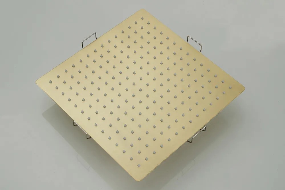 Saniclear Cube inbouw regendouche met inbouw douchekop 30x30cm geborsteld messing - mat goud