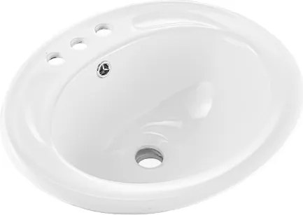 VEVOR Half-inbouwwastafel 485 x 425 mm Ovale opzetwastafel met overloop en 3 kraangaten, moderne inbouwwastafel voor kleine ruimtes Keukens Badkamers Wit