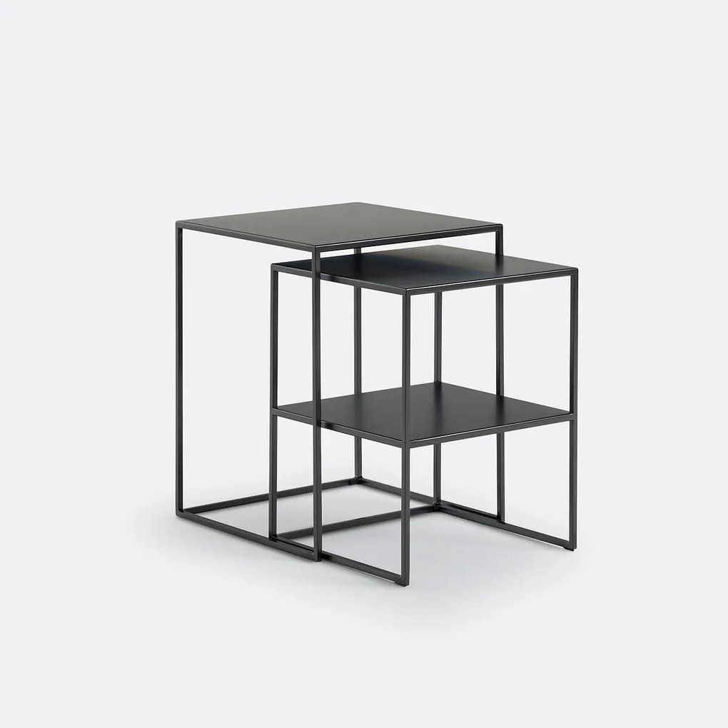 Set van 2 Miva metalen en stalen mimi bijzettafels