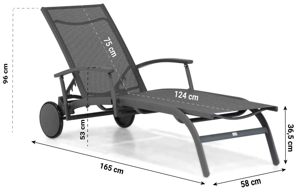 Presto Lettino Lounger Verstelbaar Aluminium Grijs