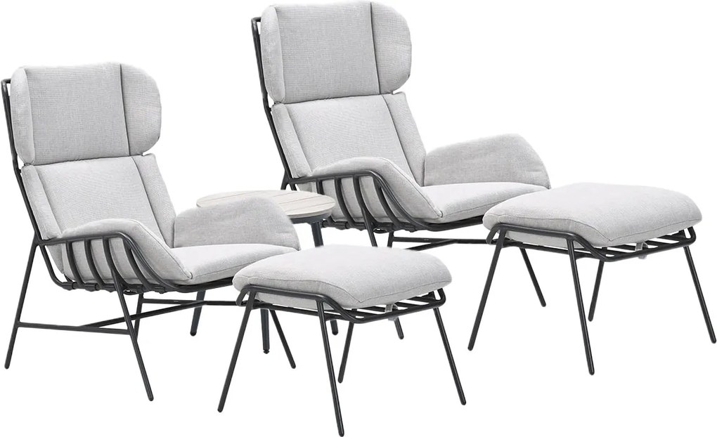 Garden Impressions Fresno loungestoelen donker grijs - Lucas bijzettafel Ø50 cm