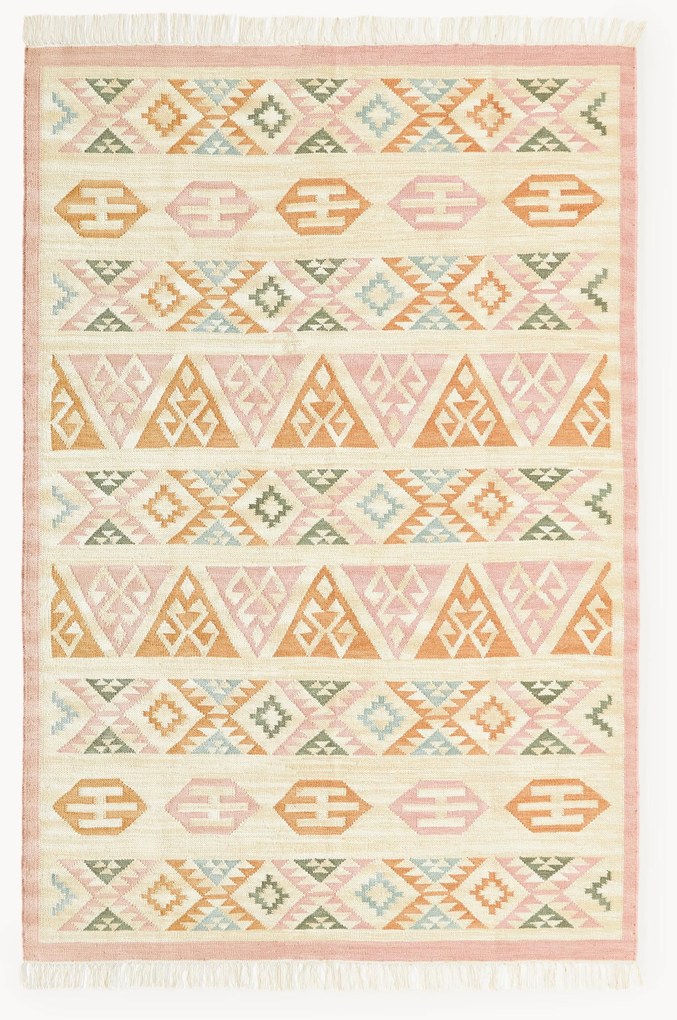 Handgeweven Kelim vloerkleed Anisa van wol