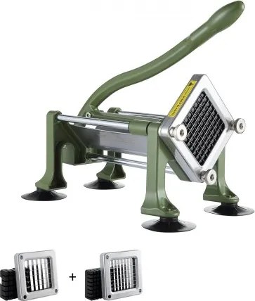 VEVOR Frietsnijder Aardappelsnijder met 1/2 inch en 3/8 inch roestvrijstalen mes, handmatige aardappelsnijder en hakselaar met zuignappen, ideaal voor aardappelen, frieten en groenten