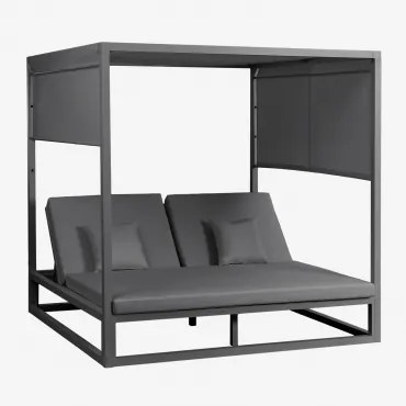 Liggend Balinees Bed In Aluminium En Nasau-stof Grijs – Grafiet - Sklum