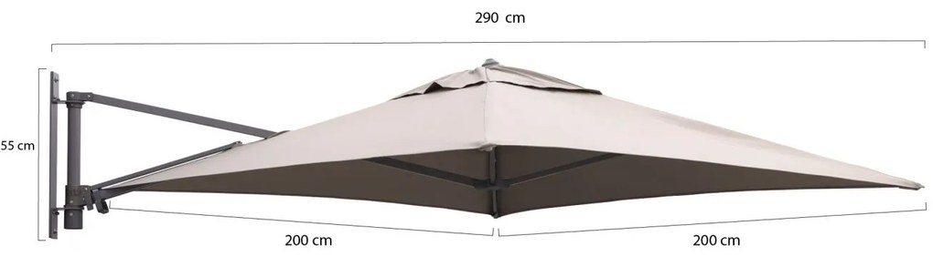 Shadowline muurparasol 200x200cm
