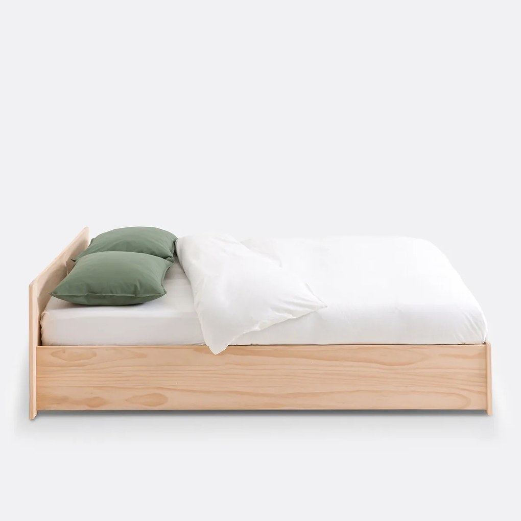 Bed in massief dennenhout met lattenbodem en opberglade Crawley