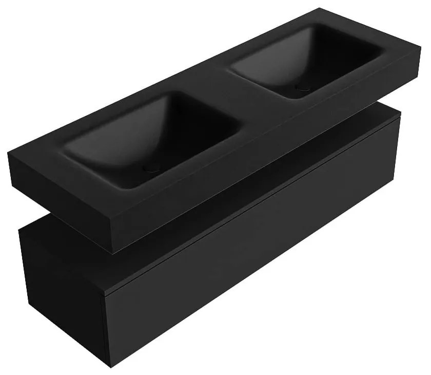 Zaro Alan badmeubel 140cm urban 1 lade met vrijhangende wastafel cloud dubbel 2 kraangaten urban