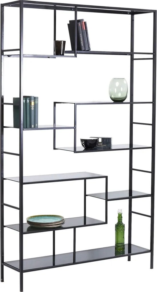 Hoog Wandrek Staal Met Glas - 115x30x195cm.