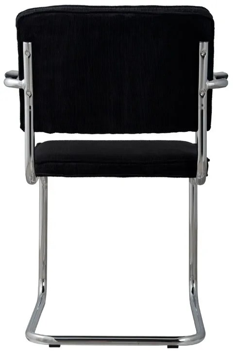 Zuiver Ridge Rib Eetkamerstoel Arm Zwart Chroom Rib