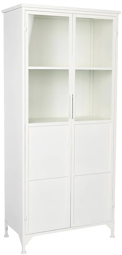 Witte Kast Van Ijzer En Glas - 68x35x150cm.