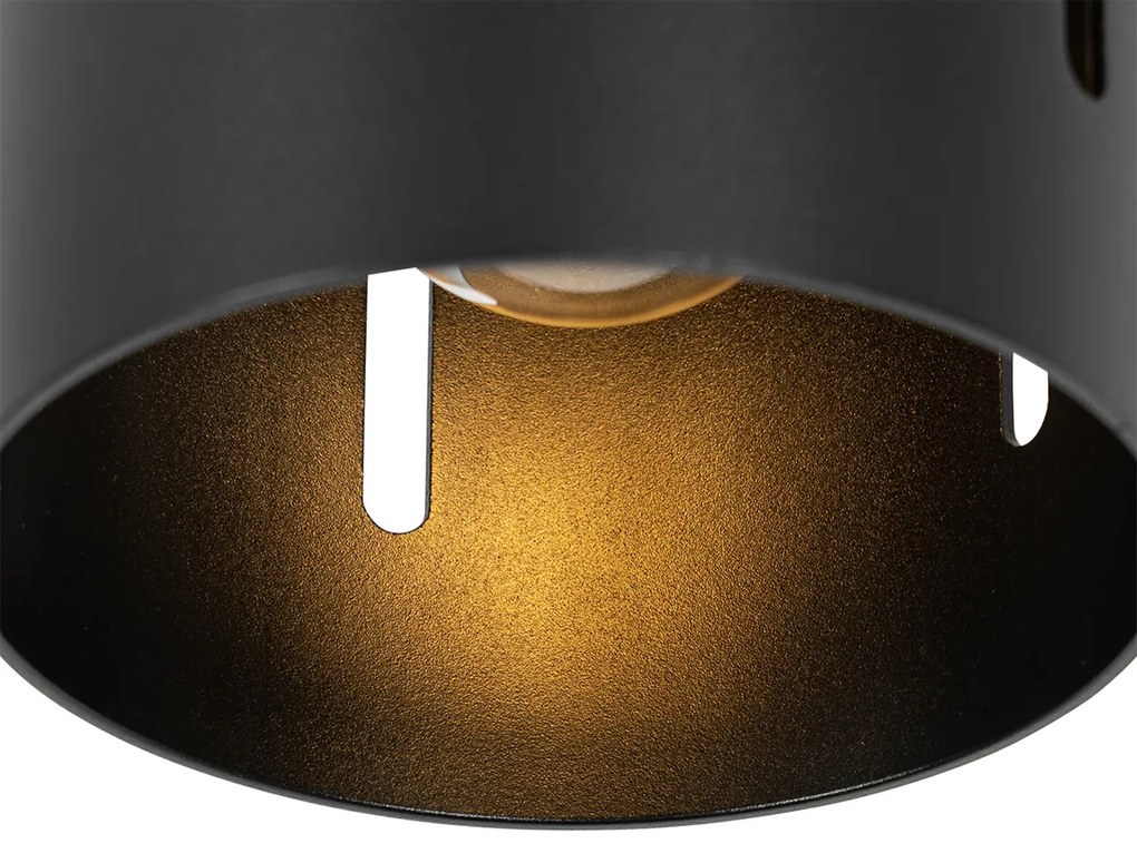 Design plafondlamp zwart met lichteffect - Yana Design E27 cilinder / rond Binnenverlichting Lamp