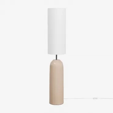 Macarena Vloerlamp Van Keramiek En Linnen Beige – Crème - Sklum