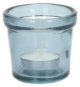 Waxinelichthouder, gerecycled glas, blauw, Ø7 cm