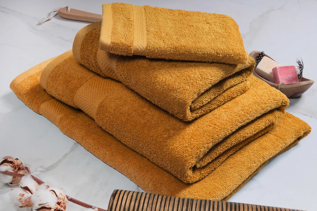 Handdoek Hotel Collectie– 3 stuks – 50×100 – okergeel