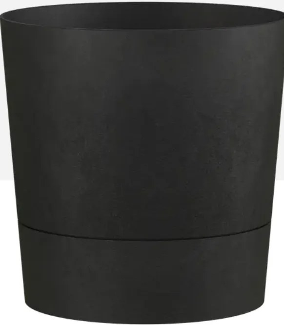 Elho Foss Rond 43 cm Bloempot - Living Black - XL Bloempot met 9,5L Slim Waterreservoir