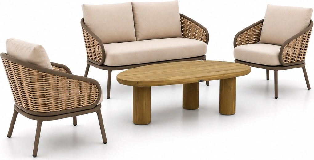 Stoel en Bank Loungeset 4 personen Aluminium Taupe Apple Bee Pine
