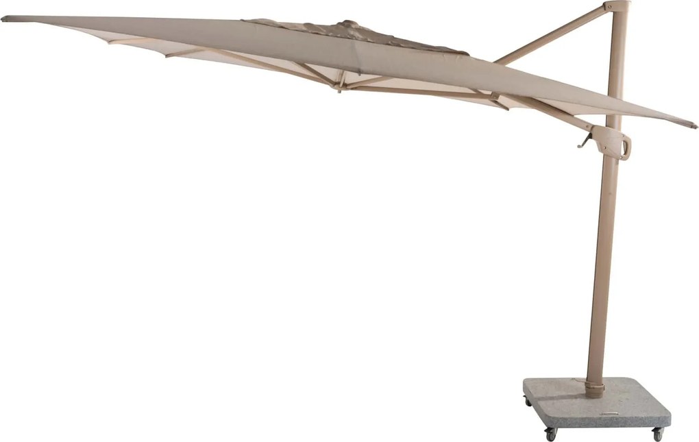 4 Seasons Outdoor Hacienda parasol met latte frame en zandkleurig doek 300 x 400 cm Parasol   beige weerbestendig