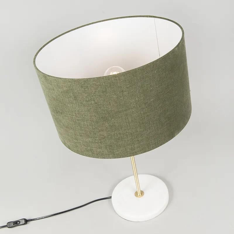 Tafellamp messing met groene kap 35 cm - Kaso Modern E27 rond Binnenverlichting Lamp