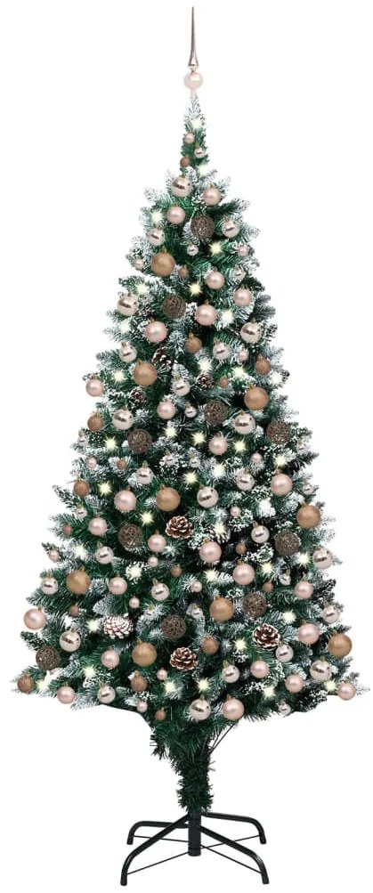 vidaXL Kunstkerstboom met LED's, kerstballen en dennenappels 240 cm