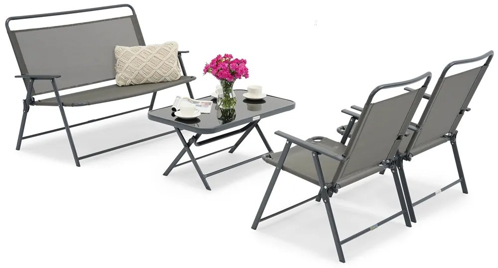 Taranto Garden Point metalen tuinmeubelen grijs