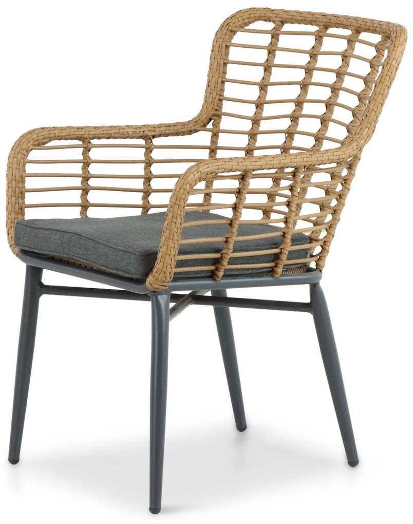 Tuinset Ronde Tuintafel 4 personen 120 cm Aluminium/wicker Taupe  Lifestyle Garden Furniture Toledo/Vienna