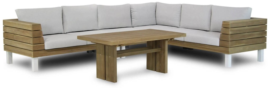 Hoek loungeset 6 personen Teak Old teak greywash Lifestyle Garden Furniture Seashore/Brighton