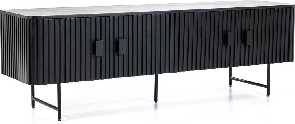 Zwart Tv-meubel Ronde Hoeken - 170x45x56cm.