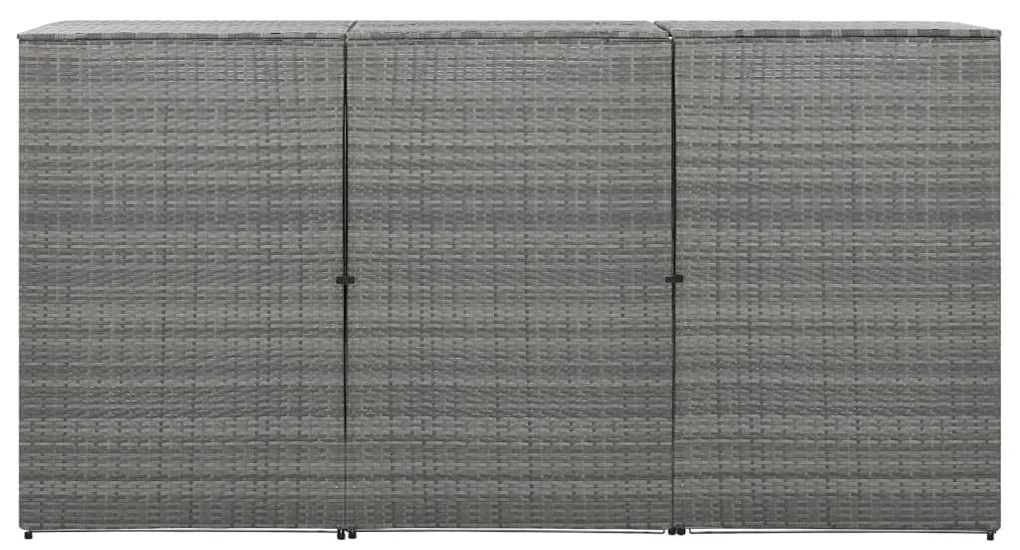 vidaXL Containerberging driedubbel 229x78x120 cm poly rattan antraciet