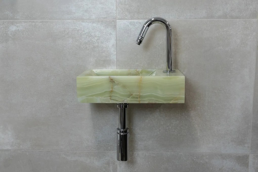 Saniclear Green Onyx fonteinset met gebogen kraan in chroom