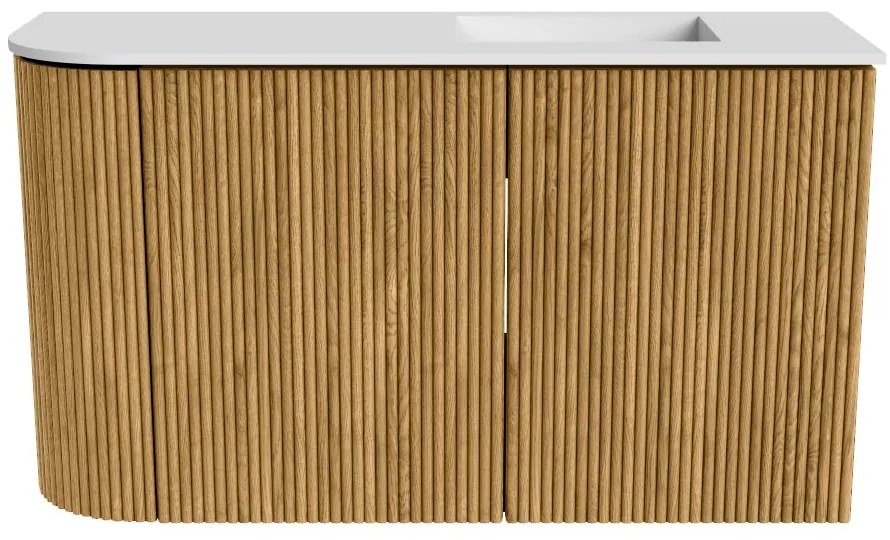 Mondiaz Joya 70cm toiletmeubel ronding links oak met wastafel faye rechts zonder kraangat talc